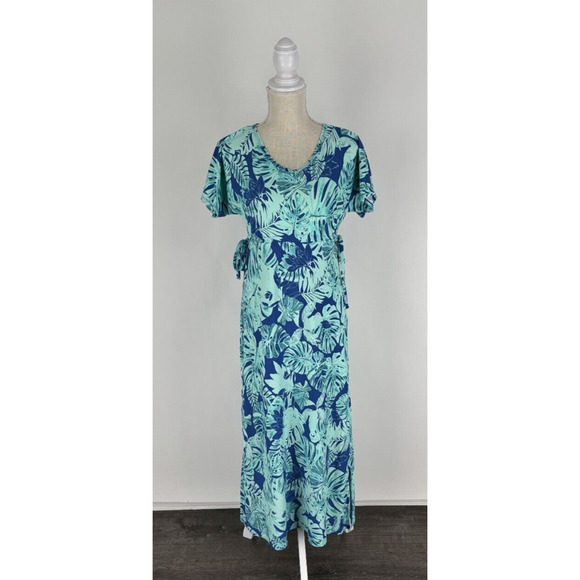 UV Skinz Womens Blue Tropical UPF 50+ Sunwear Sun Dress Short Sleeve Size Small - Picture 1 of 10